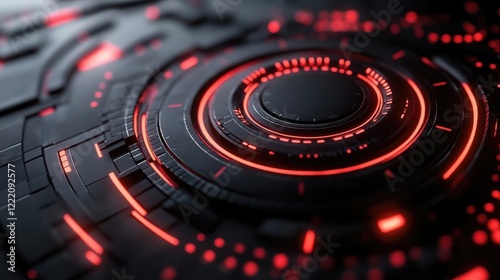 Wallpaper Mural Abstract Red Circular Design with Futuristic Technology Elements Torontodigital.ca