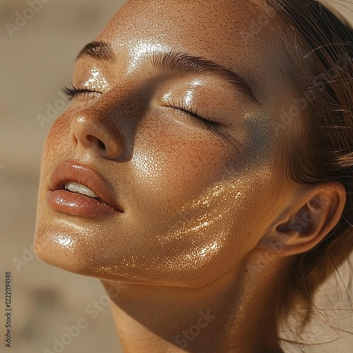 portrait of a woman,tan skin , Princess Buzzcut hair style photo