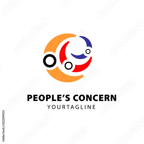 Peoples concern logo, connected people, care for public health. Color simple style logo template design