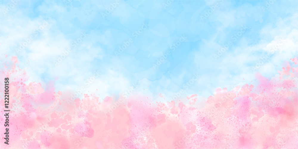 やわらかな雰囲気の桜と青空の背景イラストレーション やわらかな雰囲気の桜と青空の背景イラストレーション