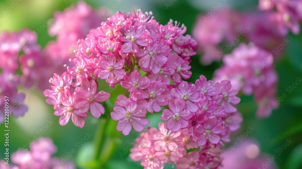 Bright pink summer flowers close-up with soft lighting, creating a warm, inviting atmosphere, ideal for nature, gardening, or seasonal visuals with floral themes Bright pink summer flowers close-up with soft lighting, creating a warm, inviting atmosphere, ideal for nature, gardening, or seasonal visuals with floral themes