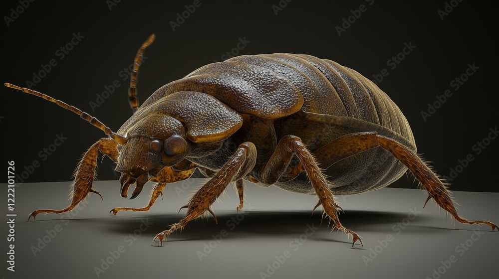 Naklejka premium Bedbug Close up of Cimex hemipterus - bed bug on bed background , High quality photo