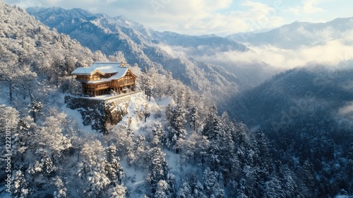 Wallpaper Mural Serene Mountaintop House in a Winter Wonderland Torontodigital.ca