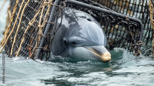 Bottlenose dolphin (tursiops truncatus) in captivity, head out of the water