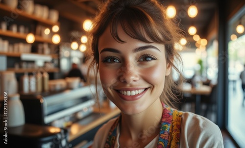 Smiling young woman in a cafe