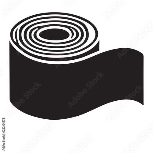 Black Silhouette Adhesive Tape Roll Vector Art