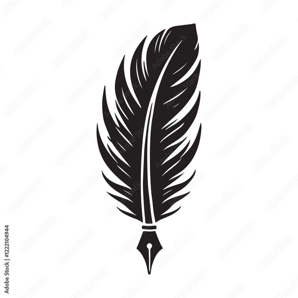 Fototapeta premium Vintage Quill Pen Silhouette Illustration for Writers