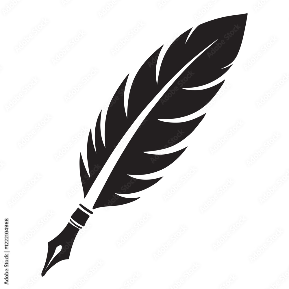 Fototapeta premium Black Silhouette Quill Pen Design Element