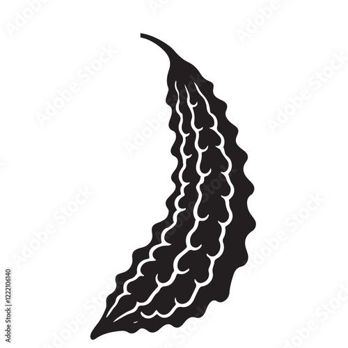 Curving Black Silhouette Bitter Melon Illustration