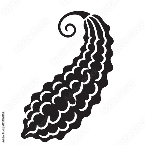 Unique Black Silhouette Bitter Melon Illustration