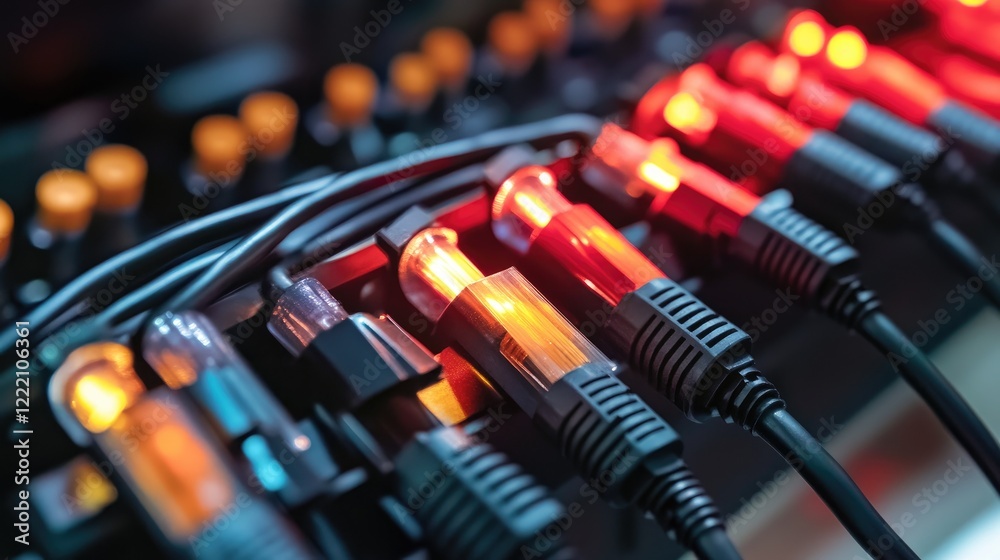Fiber optic MTP (MPO) pigtail and patchcord connectors laid out in a precise, professional setting, highlighting their importance in high-speed networks Fiber optic MTP (MPO) pigtail and patchcord connectors laid out in a precise, professional setting, highlighting their importance in high-speed networks
