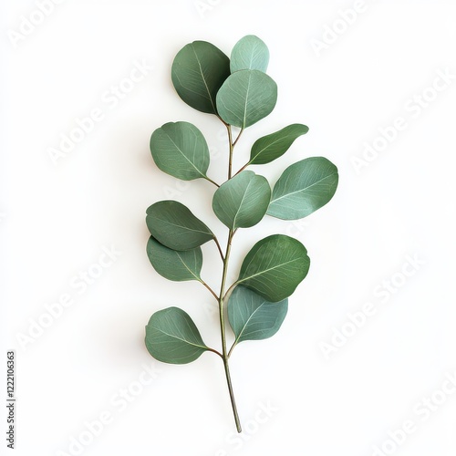 Green eucalyptus leaf isolated on white