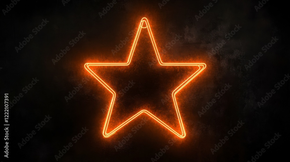 Neon Star Glow Against Dark Background with Vibrant Orange Light Neon Star Glow Against Dark Background with Vibrant Orange Light