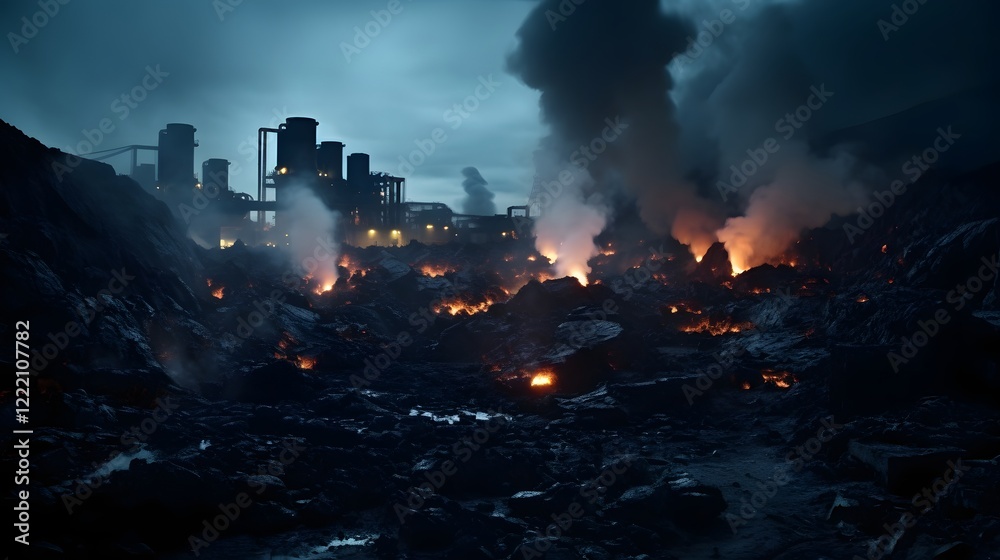 Fototapeta premium Transforming Coal into Sustainable Energy at a Power Plant An Industrial Scene of Machinery and Infrastructure Powering Electricity