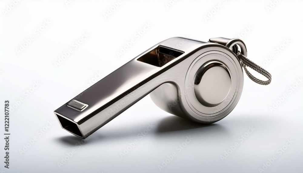 Un silvato de color plata en un espacio aislado