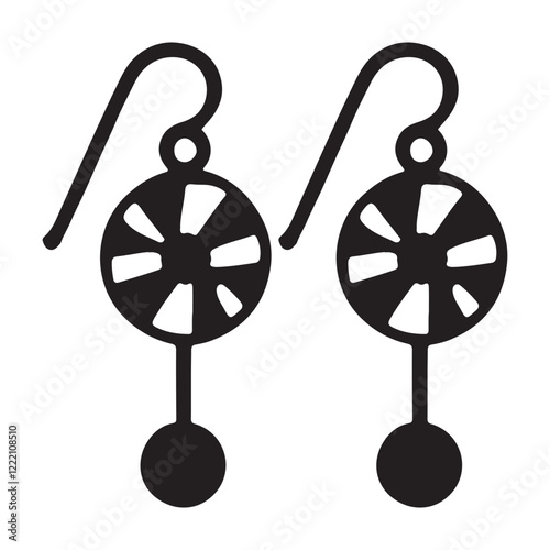 Elegant Black Silhouette Circular Earrings Design