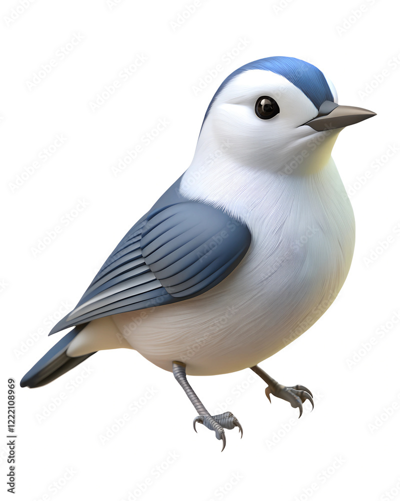 Obraz premium White-breasted Nuthatch bird 3D render icon isolated on white background