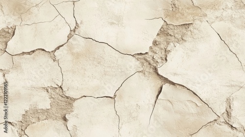 Textured wallpaper resembling hand-applied plaster with gentle cracks and soft beige hues