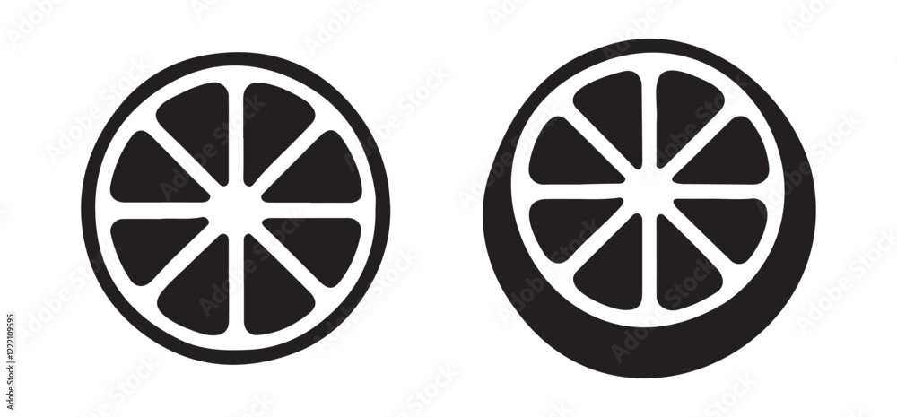 Two Simple Black and White Orange Slices Illustration Two Simple Black and White Orange Slices Illustration