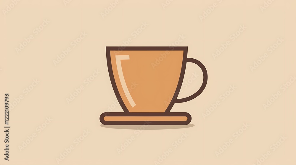 Clean linear icon of a coffee cup, adorned with simple lines and minimalistic charm in rich brown., Clean linear icon of a coffee cup, adorned with simple lines and minimalistic charm in rich brown.,