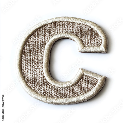 A logo text C embrodiery patch on white background. photo