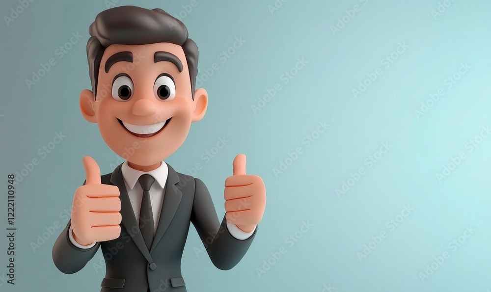 3D Cartoon Businessman Smiling and Giving Thumbs Up Gesture, Positive Emotion, Happy and Approving Character for Success and Encouragement Concepts, Generative AI 3D Cartoon Businessman Smiling and Giving Thumbs Up Gesture, Positive Emotion, Happy and Approving Character for Success and Encouragement Concepts, Generative AI