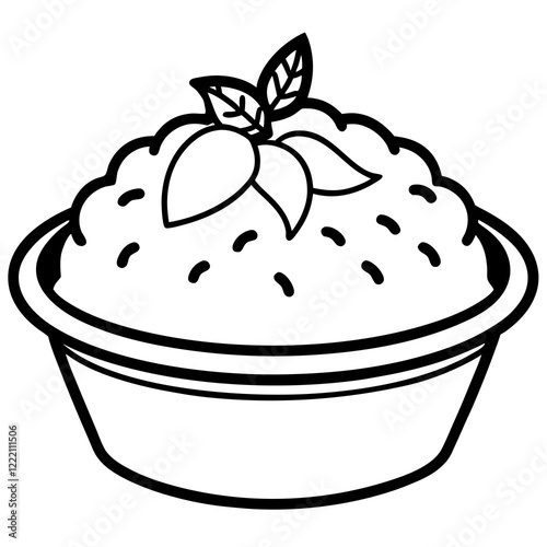 Peach Cobbler Line Art Vector