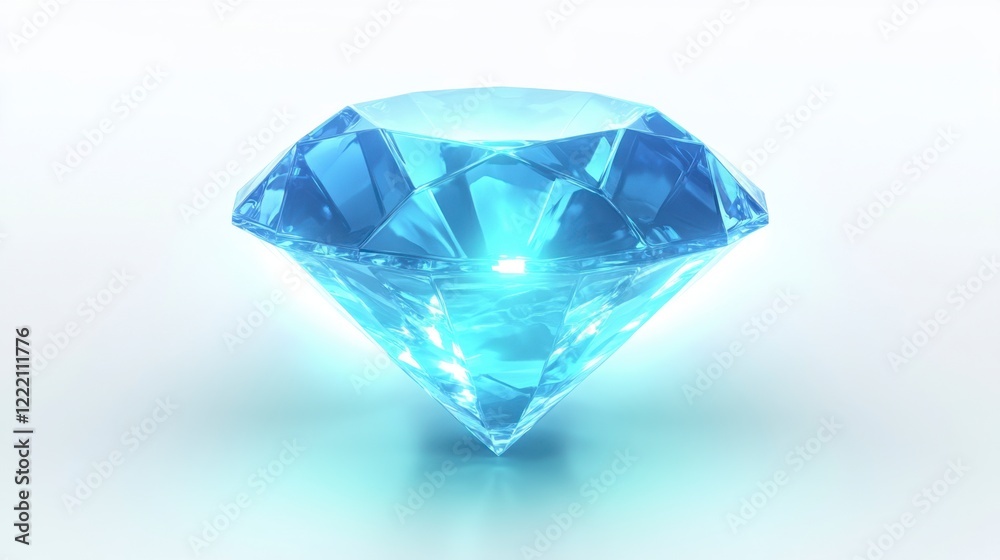 Beautiful Blue Diamond Gem with Sparkling Reflection on Surface Beautiful Blue Diamond Gem with Sparkling Reflection on Surface