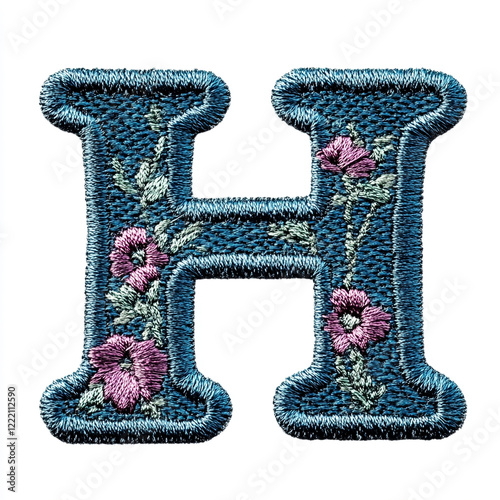 A logo text H embrodiery patch on white background.