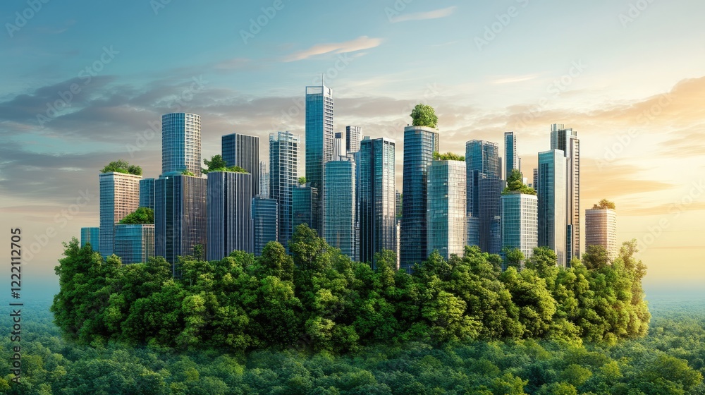 Obraz premium Urban planner working on sustainable city development strategies, focusing on eco-friendly design, environmental conservation, and green solutions for future cities