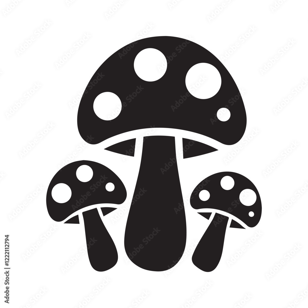 Create a black and white mushroom icons Create a black and white mushroom icons