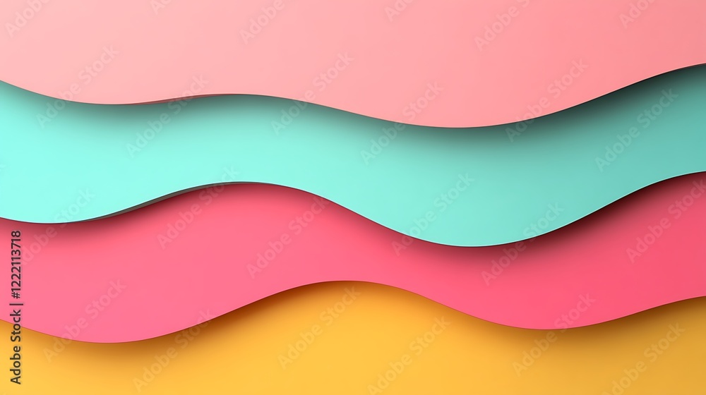 Obraz premium Abstract Colorful Waves Composition with Soft Textures in Pastel Shades on a Minimalist Background
