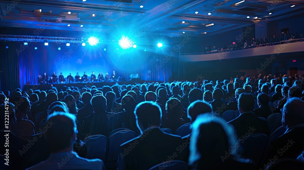 an annual general meeting where shareholders are gathered and presentations are being made.