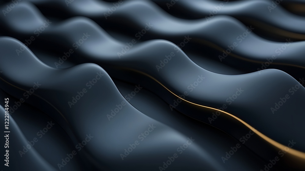 Abstract dark wavy texture with smooth curves and subtle golden highlights for modern design applications Abstract dark wavy texture with smooth curves and subtle golden highlights for modern design applications