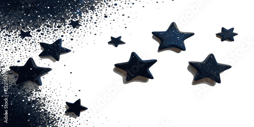 Abstract blue and multicolor star design greeting doted confetti on white background. Concept of anniversary, Christmas decoration, greeting card, party social event vector illustration.