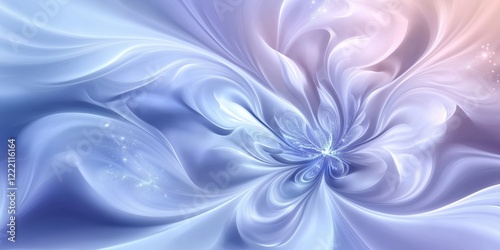Abstract Winter Flower Backdrop. Swirling Petals in Soft Blue and White Shades. Elegant Floral Pattern for Seasonal, Festive, and Fantasy Designs. AI generated