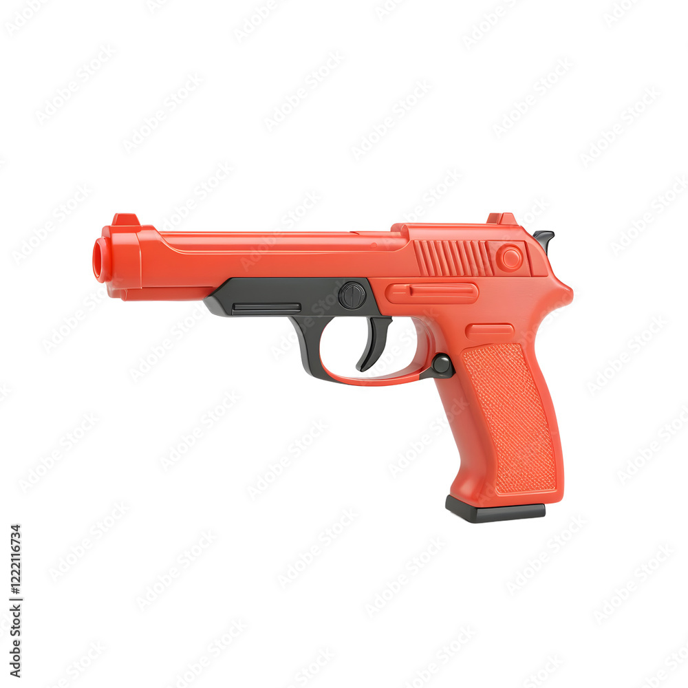 Realistic 3D Model of a Red Toy Gun with Transparent Background Realistic 3D Model of a Red Toy Gun with Transparent Background