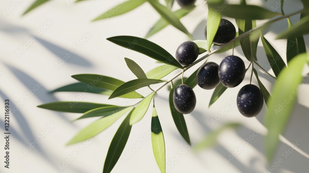 3D realistic olive branches with black and green olives. 3D realistic olive branches with black and green olives.