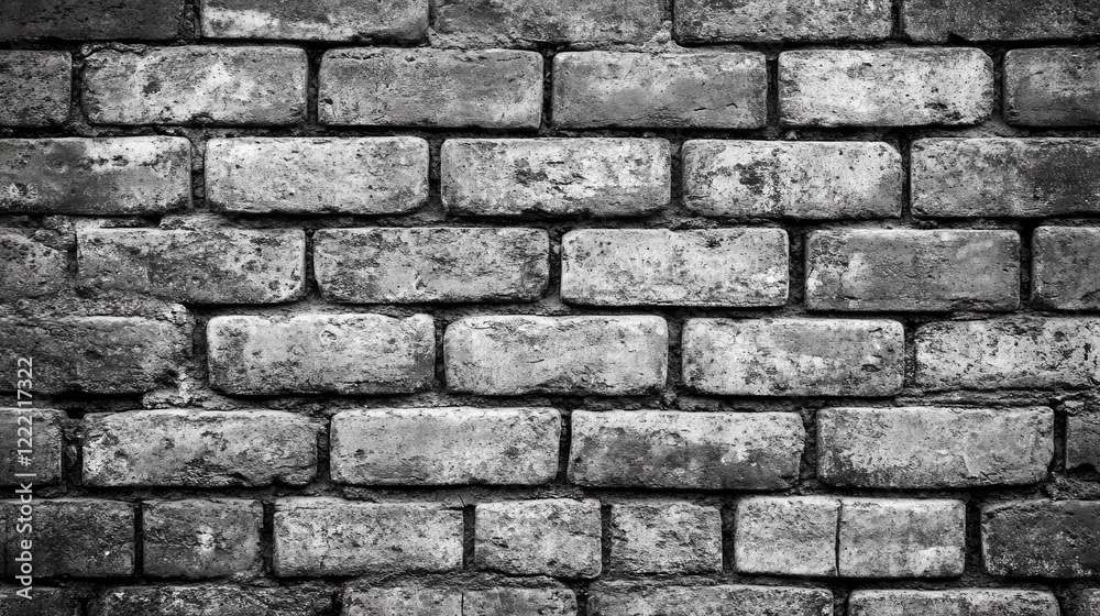 Obraz premium A gray brick wall with uniform patterning, ideal for neutral and versatile backdrops.