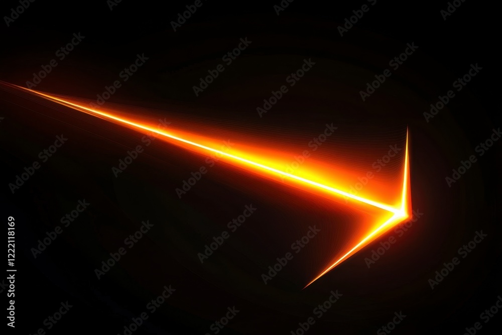 Abstract orange light arrow beam on black background design Abstract orange light arrow beam on black background design