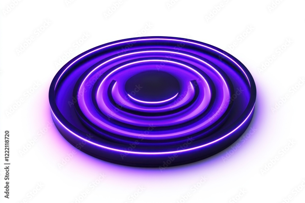 Modern Abstract Purple Circular Design with Glowing Rings and Layers