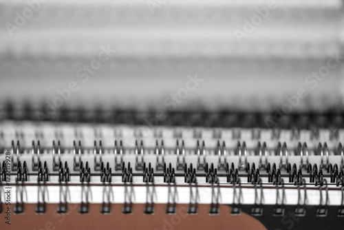 Ringbinders. Page binding borders. Business reports. Generic manual. Some spiral notebooks background for mockup.