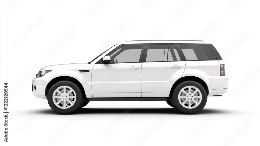 Obraz premium SUV car white color, right side view, white background