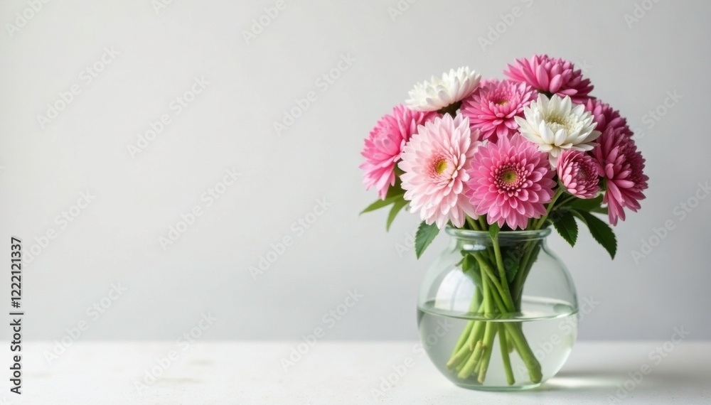 Pink and white strawflower Helichrysum blooms in a large glass vase, bouquet, flower, decor Pink and white strawflower Helichrysum blooms in a large glass vase, bouquet, flower, decor