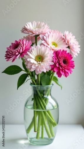 Wallpaper Mural Pink and white strawflower Helichrysum blooms in a large glass vase, decor, arrangement Torontodigital.ca