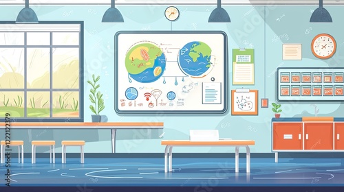 an image of an educational infographic used in a classroom setting, focusing on a specific topic like the water cycle. photo