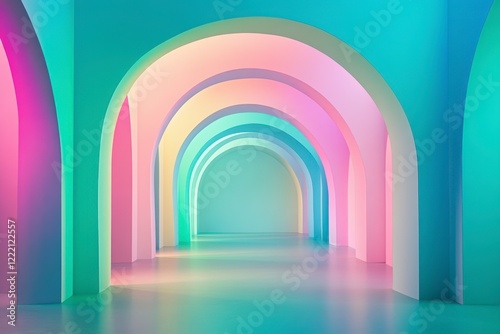 Vibrant Abstract Arches in Bright Gradient Colors with Soft Lighting