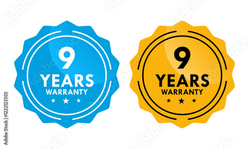 9 years and lifetime warranty label template illustration