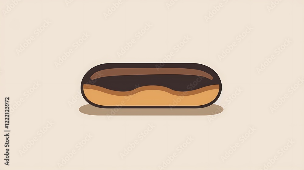 Clean linear icon of a chocolate eclair, in rich brown. Simple lines, bold and stylish design. Clean linear icon of a chocolate eclair, in rich brown. Simple lines, bold and stylish design.