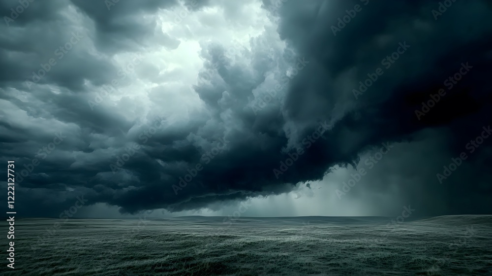 Obraz premium dark storm clouds over flat landscape